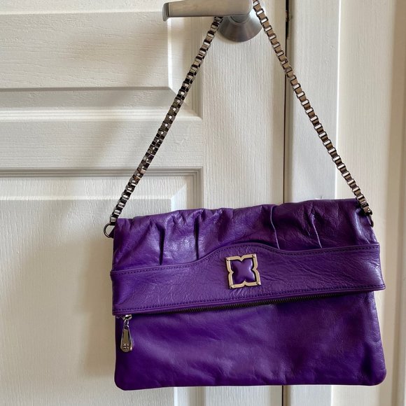 BCBGMaxAzria Handbags - NWOT BCBGMaxAzria Demi Foldover Purse Purple Shoulder